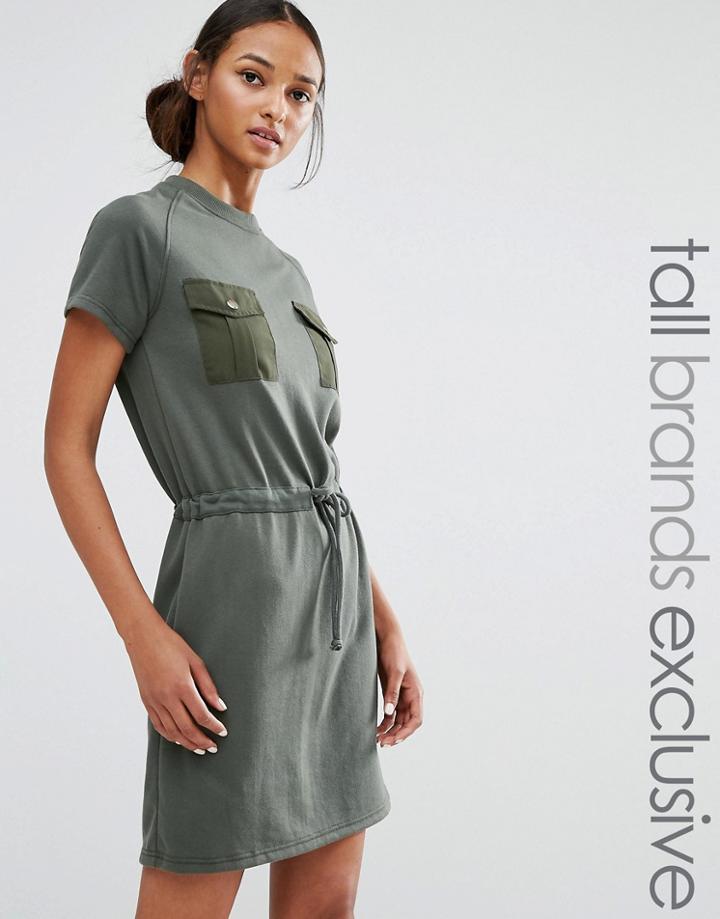Daisy Street Tall Pocket Detail Slouchy Dress - Green