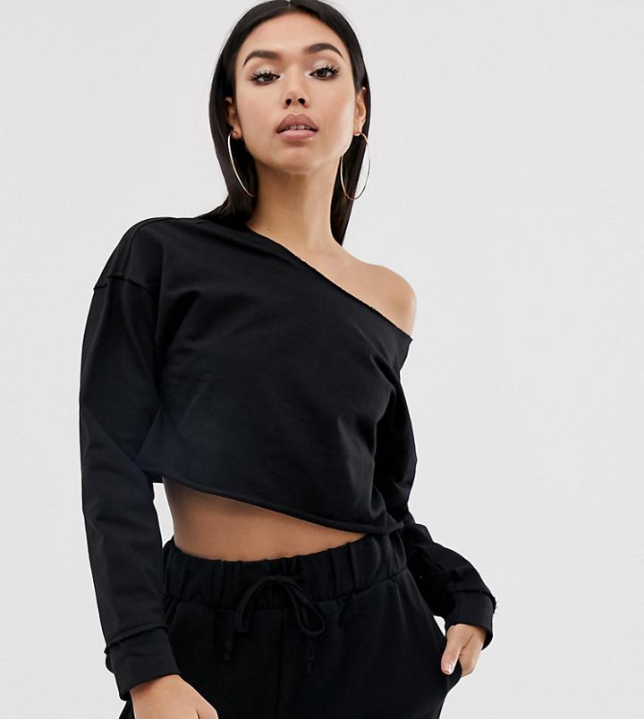 Asos Design Lounge Mix & Match Raw Hem Crop Sweat - Black