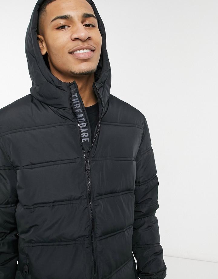 Threadbare Beechwood Padded Jacket In Black