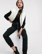 Asos Design Nylon Padded Vest Jacket In Off-white
