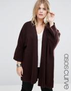 Asos Curve Cardigan In Oversized Shape - Brown