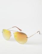 Asos Aviator Sunglasses In Gold With Revo Lens - Gold