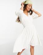 Y.a.s Shirred Waist Mini Dress In White