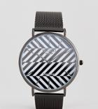 Reclaimed Vintage Inspired Stripe Mesh Watch In Black Exclusive To Asos - Black