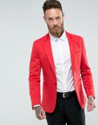 Asos Super Skinny Blazer In Red Jersey - Red