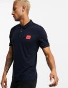 Hugo Dereso Contrast Box Logo Polo In Navy