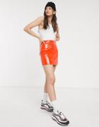 Fiorucci Vinyl Mini Skirt In Orange