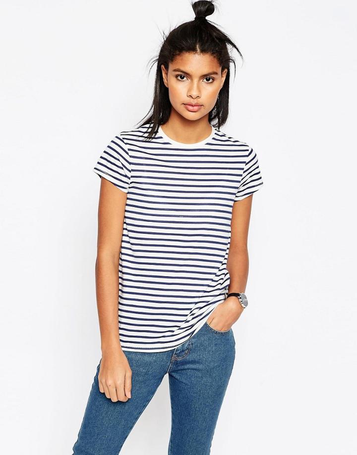 Asos T-shirt With Crew Neck In Stripe - Stripe