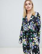 Asos Design Mix & Match Floral Pyjama Shirt In 100% Woven Modal - White