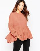 Asos Tiered 70s Blouse - Rust
