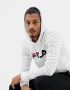 Fila Black Line Mario Striped Long Sleeve T-shirt With Hood In White - White