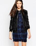 Pepe Jeans Blackbird Faux Leather And Pony Skin Jacket - Black