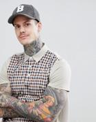 Asos Design Baseball Cap In Black Mini Check With Embroidery - Black