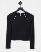 Jdy Top With Button Detail In Black