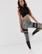 Asos 4505 Legging With Sculpt Mesh Inserts In Snake Print-multi