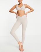 South Beach Yoga Wrap Waistband Leggings In Mushroom-neutral