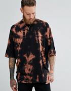 Asos Super Oversized T-shirt With Bleach Wash - Black
