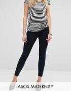 Asos Maternity Ridley Skinny Jeans In Petunia Blackened Blue With Under The Bump Waistband - Blue
