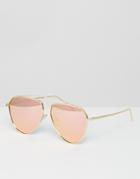 Jeepers Peepers Tear Drop Aviator Sunglasses With Pink Mirror Lens - Pink