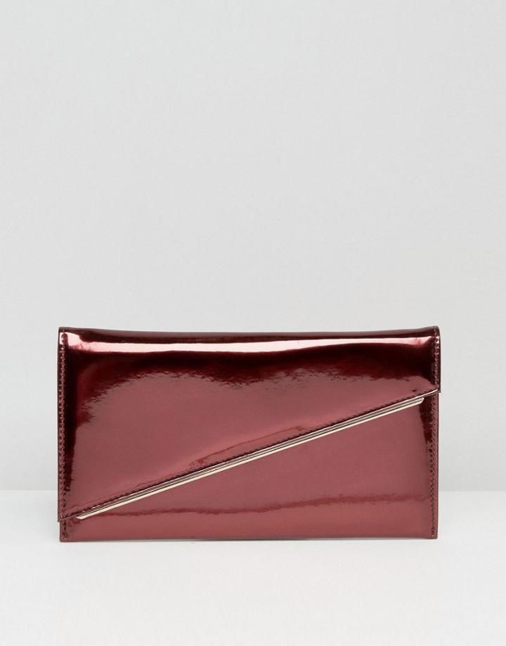 Asos Metallic Slanted Bar Clutch Bag - Red
