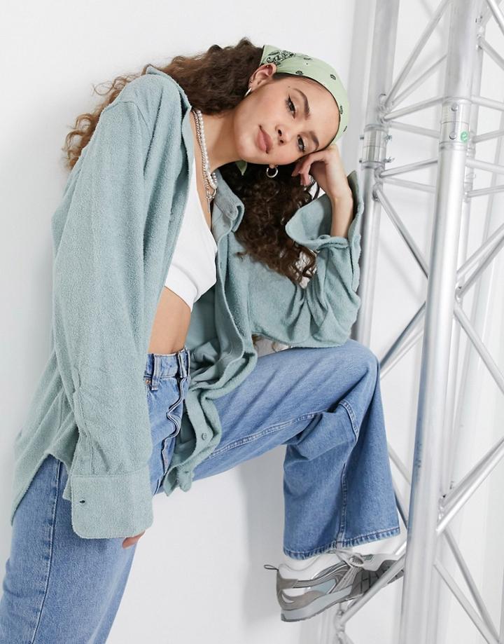Weekday Edyn Terrycloth Shirt In Green