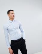 French Connection Plain Stretch Skinny Fit Shirt-blue