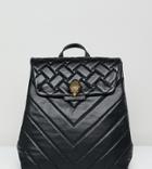 Kurt Geiger Kensington Mini Black Leather Quilted Flap Over Backpack - Black