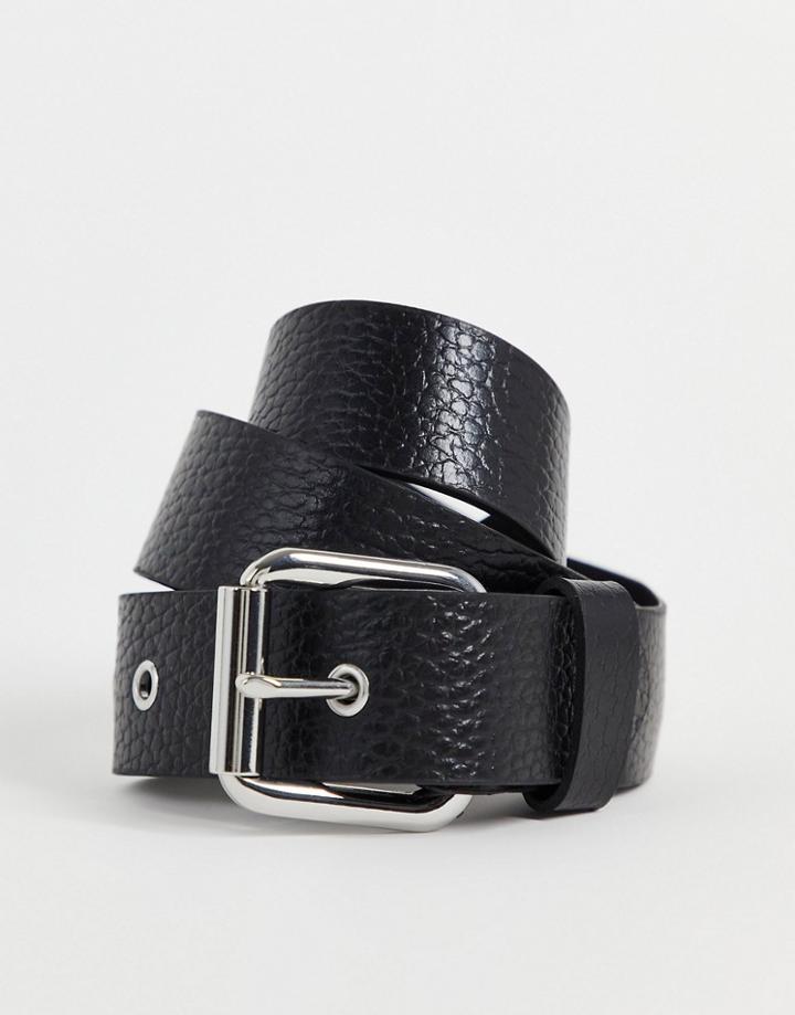 Asos Design Grainy Leather Waist And Hip Jeans Belt In Black