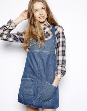 Bellfield Denim Overall Dress - Blue