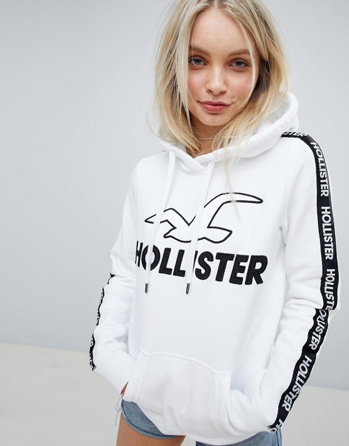 Hollister Taped Logo Hoody - White