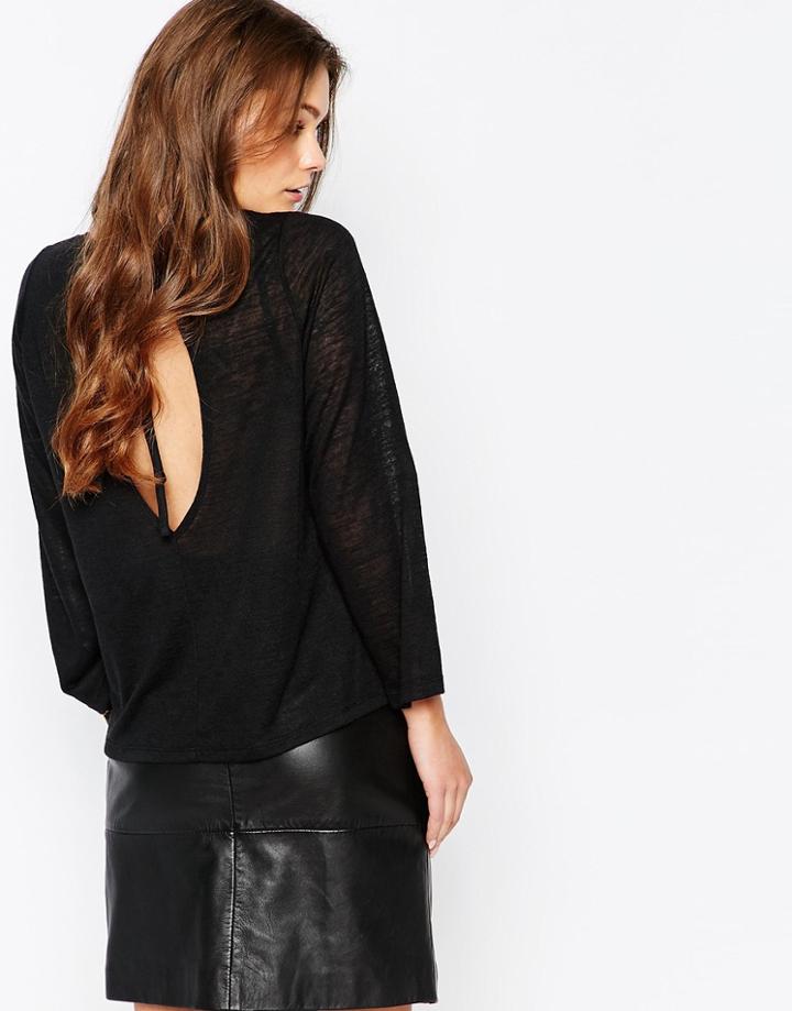 J.d.y Open Back T-shirt - Black