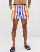 Dock & Bay Recycled Stripe Swim Shorts In Rainbow-multi