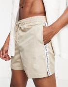 Calvin Klein Classic Swim Shorts In Beige-neutral