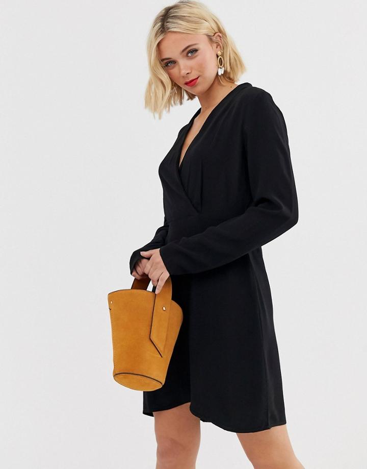 Pieces V Neck Dress-black