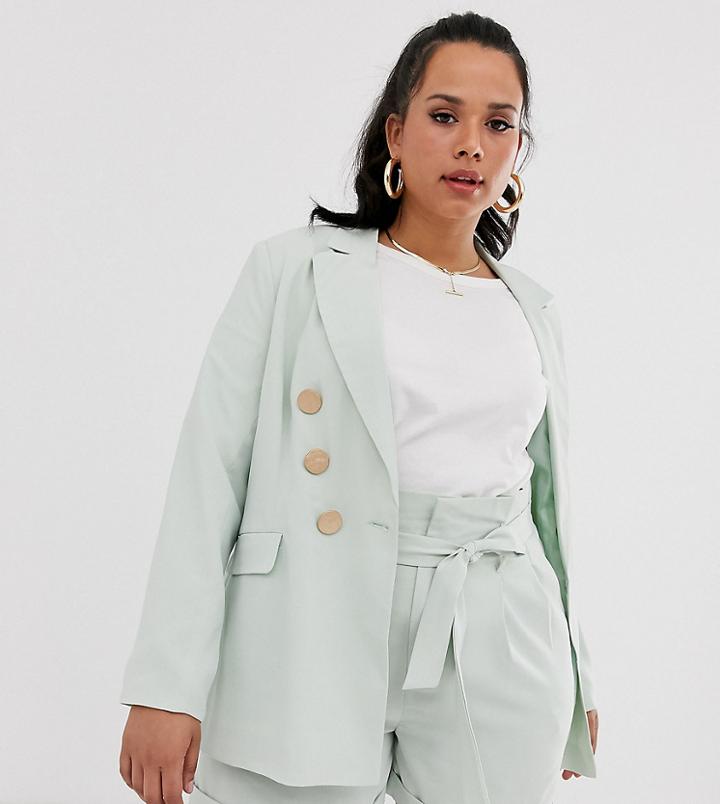 Unique21 Hero Gold Button Blazer-green