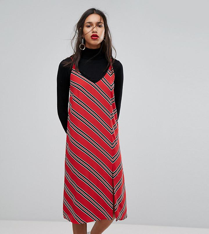 Mango Stripe Detail Cami Dress-red