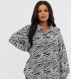 Brave Soul Plus Shirt In Zebra Print-multi