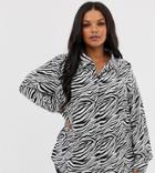 Brave Soul Plus Shirt In Zebra Print-multi