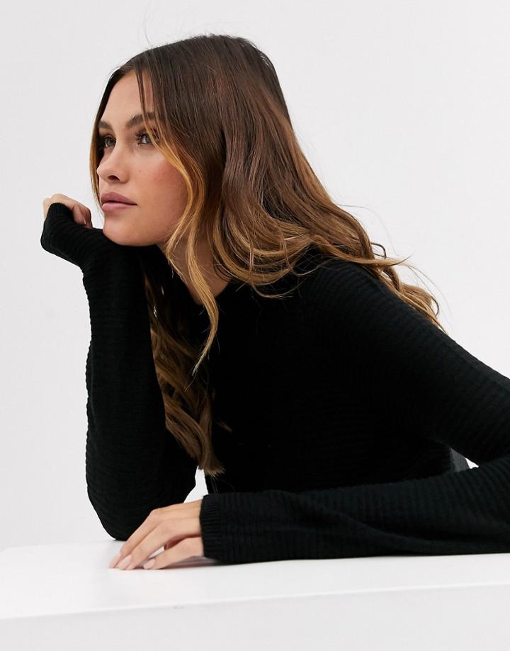 Vero Moda High Neck Ribbed Sweater-black