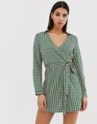Prettylittlething Wrap Shirt Dress With Tie Waist In Geo Print - Multi