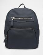 Smith And Canova Zip Leather Backpack - Gray