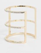 Asos Design Cuff Bracelet In Cage Design In Gold Tone
