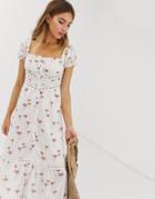 Rahi Staycation Lace Palm Print Maxi Dress-white