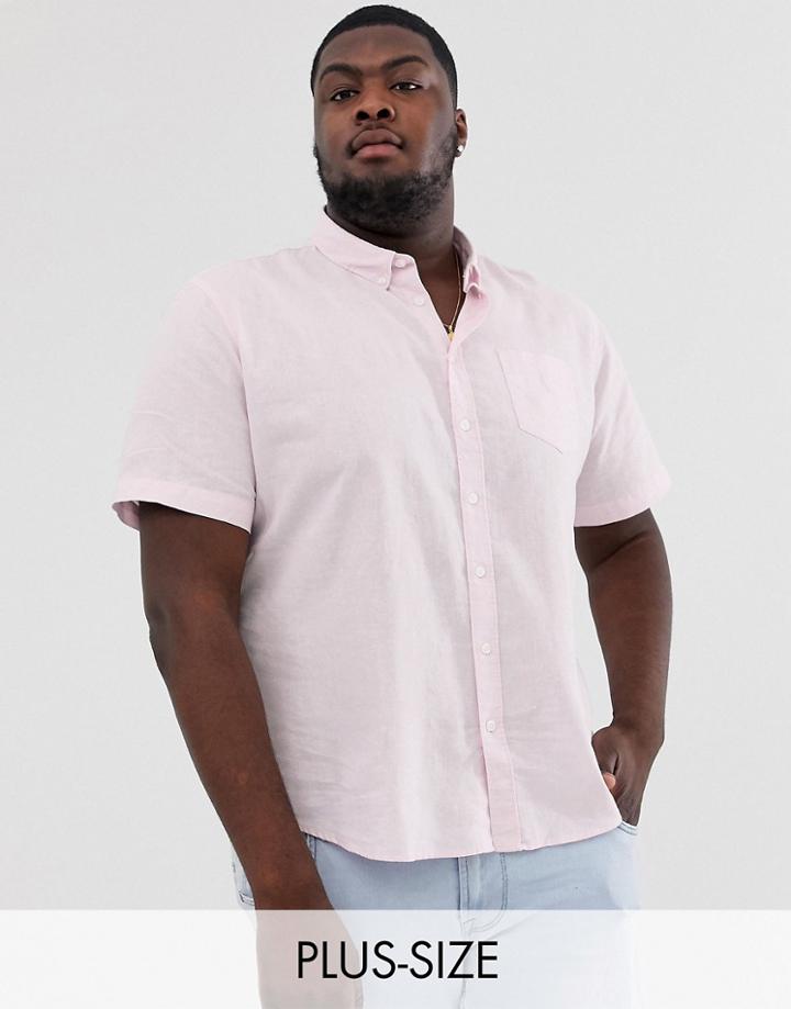French Connection Plus Short Sleeve Linen Shirt-pink