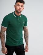 Fred Perry Slim Fit Twin Tipped Polo Shirt Green - Green
