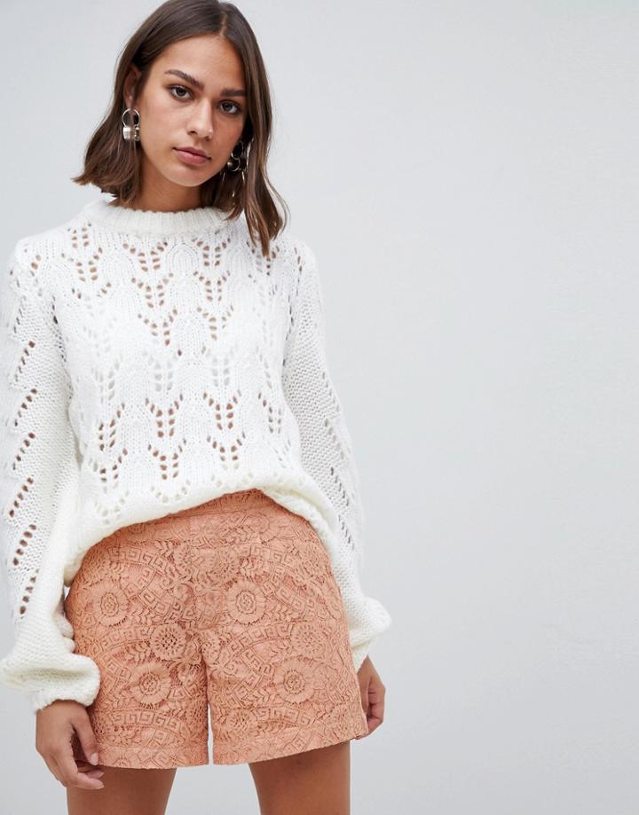 B.young Cable Knit Sweater - White