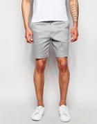 Asos Slim Smart Shorts In Grey Linen - Gray