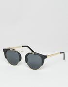 Asos High Bar Retro Sunglasses - Black