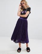 Monki Pleated Midi Skirt - Purple