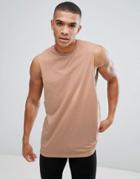 Asos Tank With Dropped Armhole In Beige - Tan
